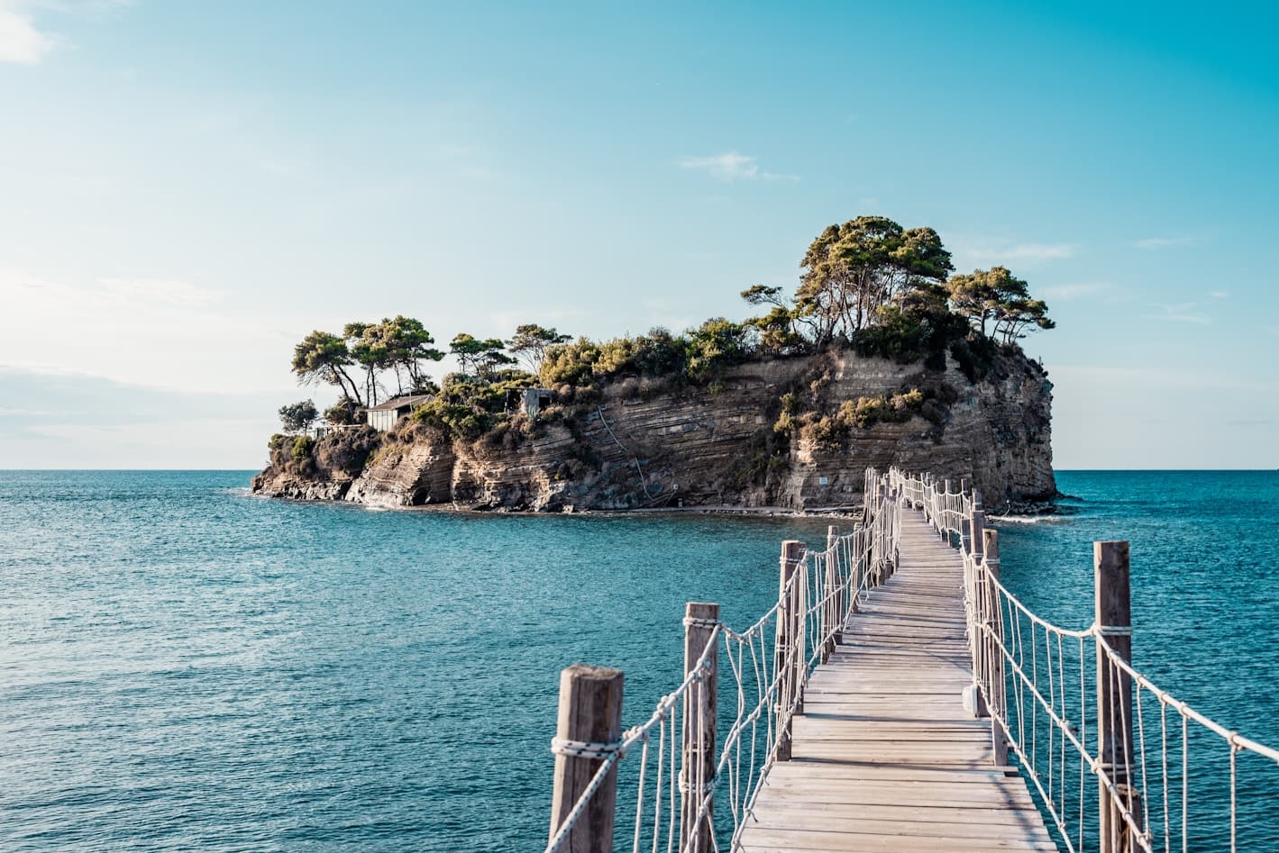 Scenic destination bridge leading to island
